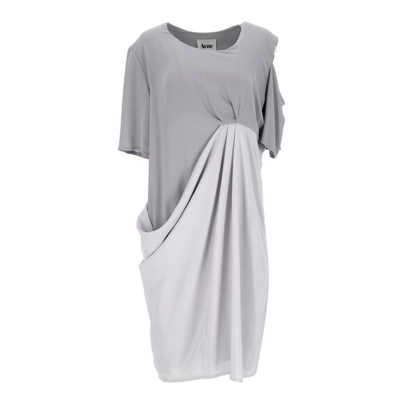 Acne Studios Asymmetric Draped Dress in Grey Polyester
